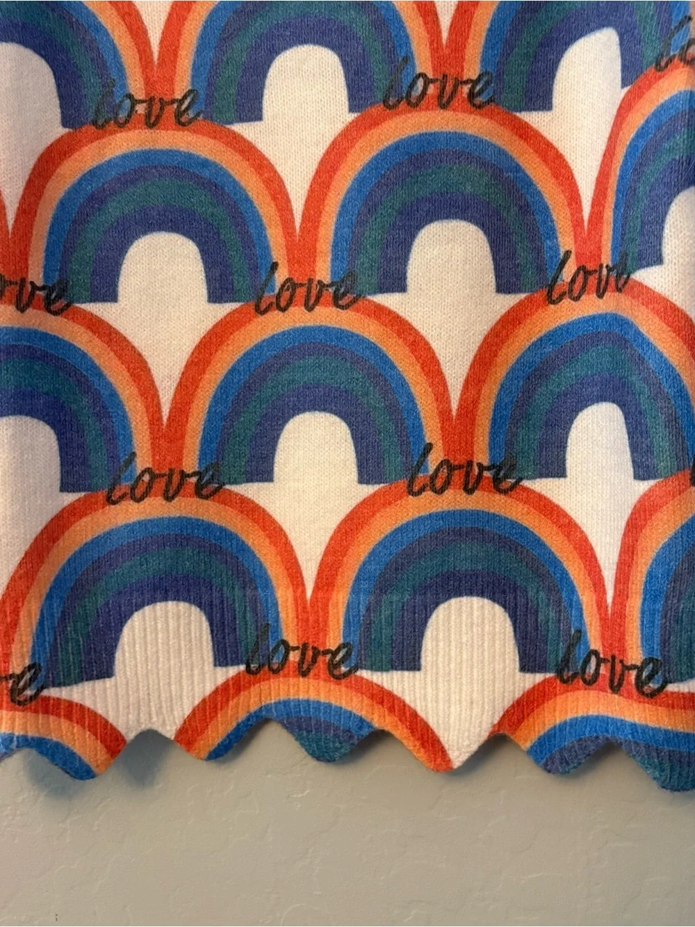 Hannah Banana white rainbow love with gemstones sweater size 4